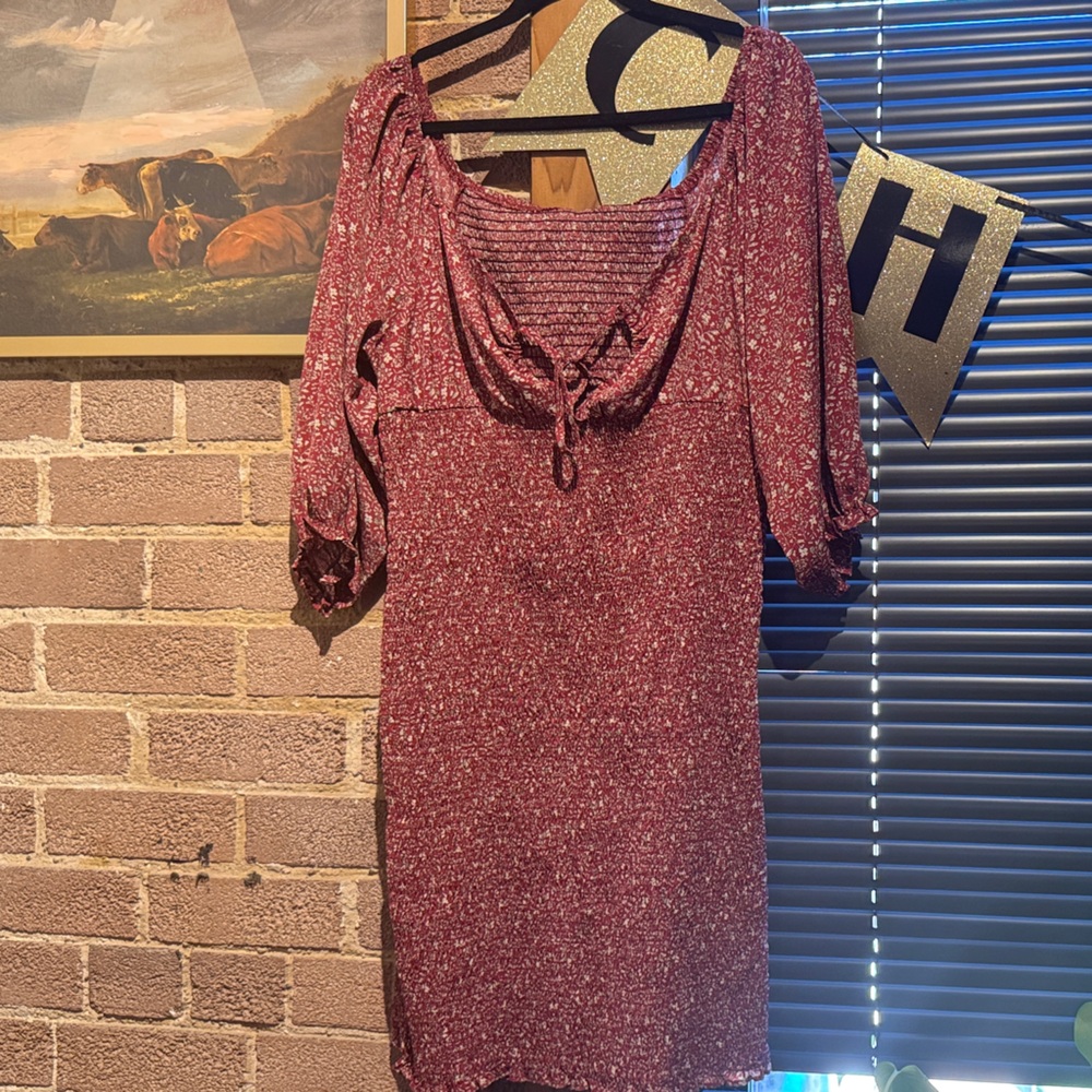 Zenobia Burgundy Floral  Dress